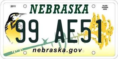 NE license plate 99AE51