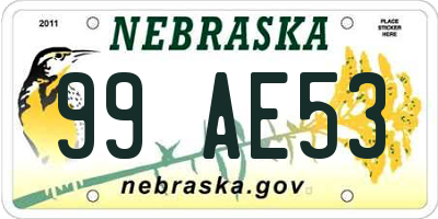 NE license plate 99AE53