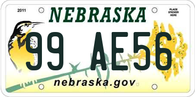NE license plate 99AE56