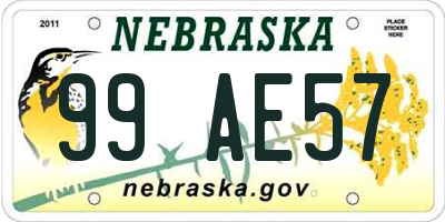 NE license plate 99AE57