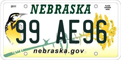 NE license plate 99AE96