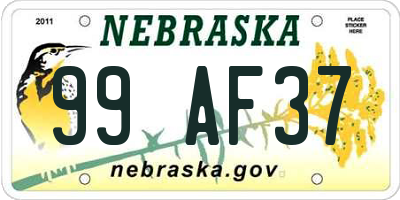 NE license plate 99AF37