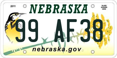 NE license plate 99AF38