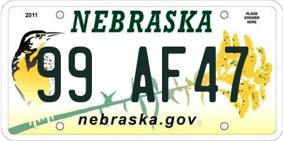 NE license plate 99AF47