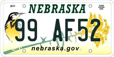 NE license plate 99AF52