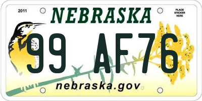 NE license plate 99AF76
