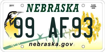 NE license plate 99AF93