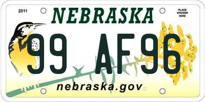 NE license plate 99AF96