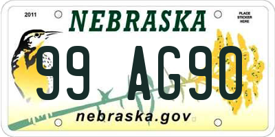 NE license plate 99AG90