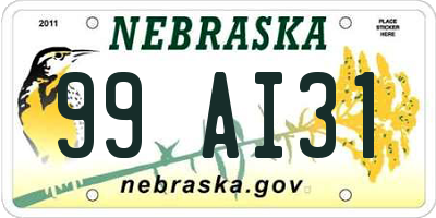NE license plate 99AI31