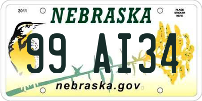 NE license plate 99AI34