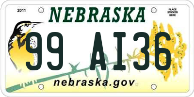 NE license plate 99AI36