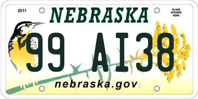 NE license plate 99AI38