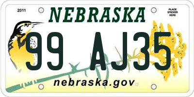 NE license plate 99AJ35