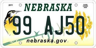 NE license plate 99AJ50