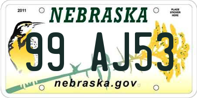 NE license plate 99AJ53