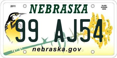 NE license plate 99AJ54