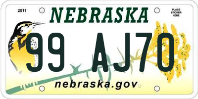 NE license plate 99AJ70