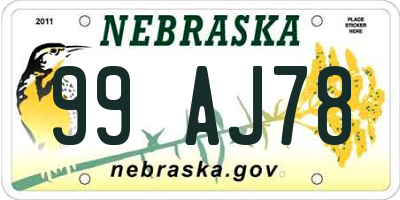 NE license plate 99AJ78