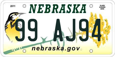 NE license plate 99AJ94