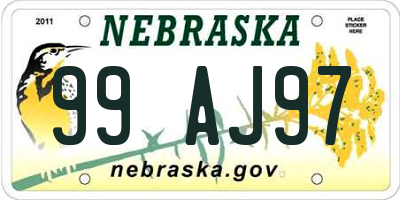 NE license plate 99AJ97