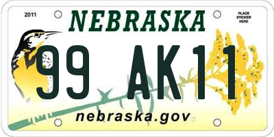 NE license plate 99AK11