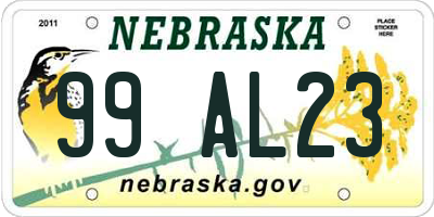 NE license plate 99AL23