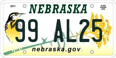NE license plate 99AL25