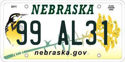 NE license plate 99AL31