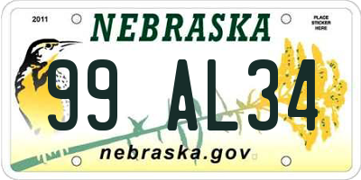 NE license plate 99AL34