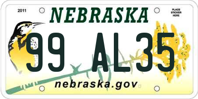 NE license plate 99AL35