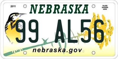 NE license plate 99AL56