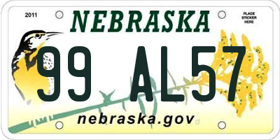 NE license plate 99AL57