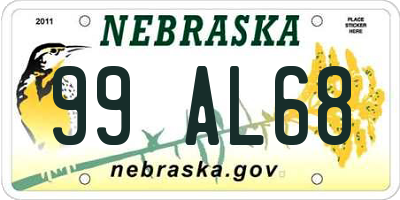 NE license plate 99AL68