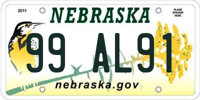 NE license plate 99AL91