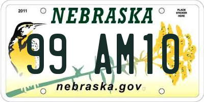 NE license plate 99AM10