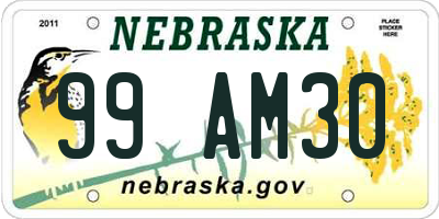 NE license plate 99AM30