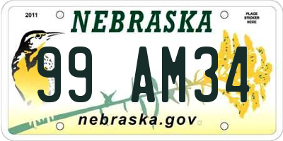 NE license plate 99AM34