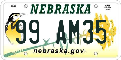NE license plate 99AM35