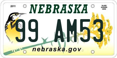NE license plate 99AM53