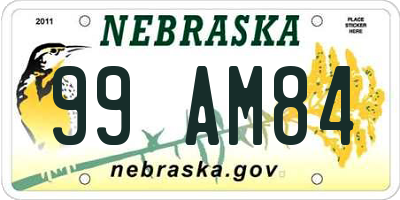 NE license plate 99AM84