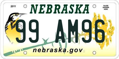 NE license plate 99AM96