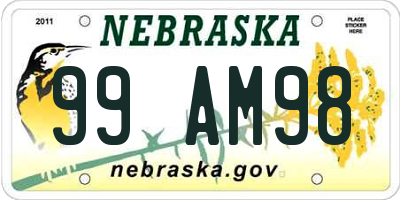 NE license plate 99AM98