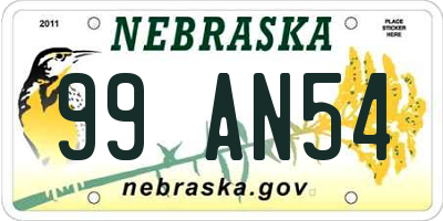 NE license plate 99AN54