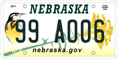 NE license plate 99AO06