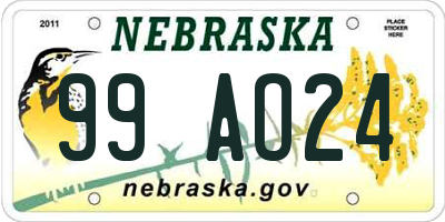 NE license plate 99AO24