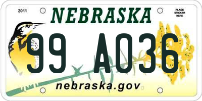 NE license plate 99AO36