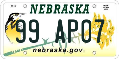 NE license plate 99AP07