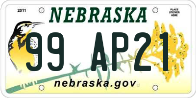NE license plate 99AP21