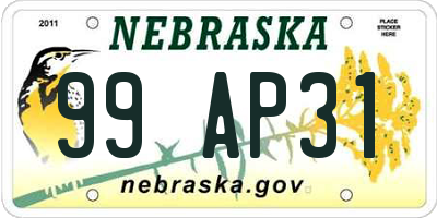 NE license plate 99AP31